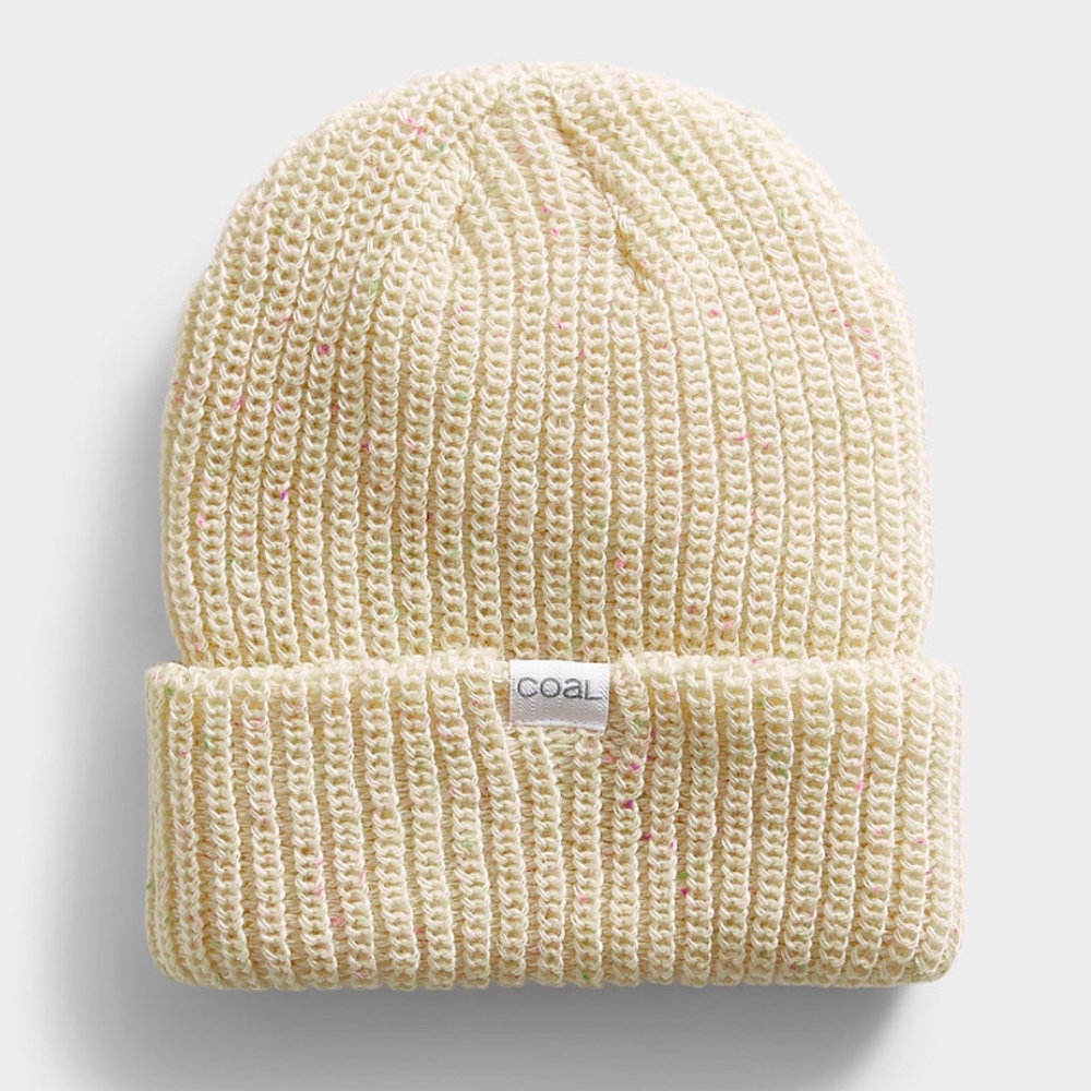 Coal cream Shoreline wool touch flecked tuque hat NWT